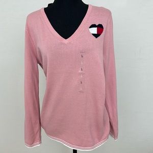 NWT Tommy Hilfiger Heart Sweater. Size Large. Pit to Pit approximately 20”.